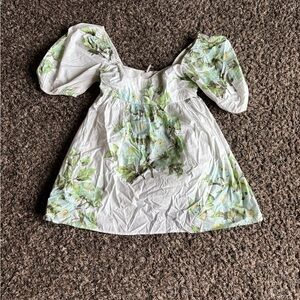 Free People Peony Baby Doll Dress smock Back Floral Puff Sleeve 100% Cotton